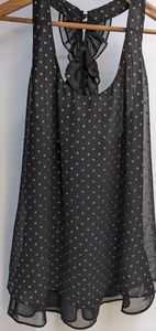 Bisou Bisou Black/Gold Ruffle Back Tank Size Medium